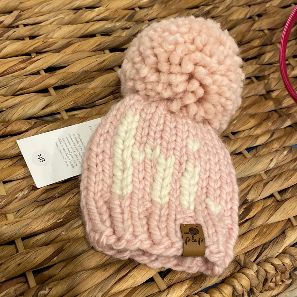 Newborn baby girl winter hat